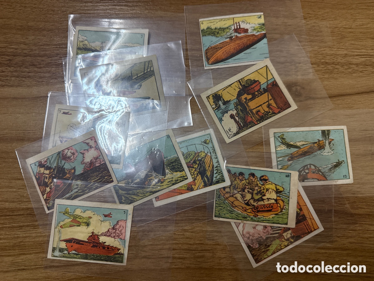 Collectable Antique Stickers: 1939 GUERRA MODERNA ( SET COMPLETO 12 CROMOS ) BRUGUERA SIN PEGAR