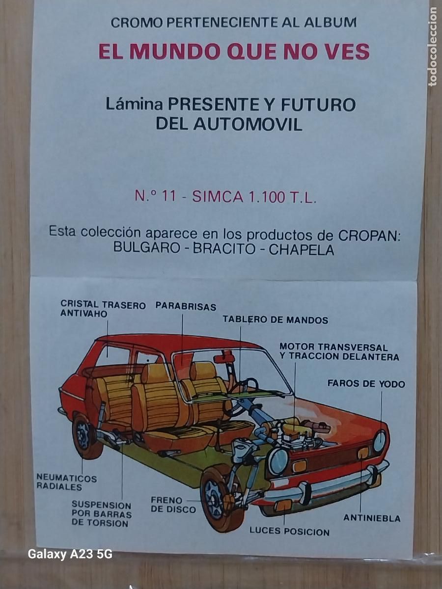 Coleccionismo cromos antiguos: CROPAN MEGATON EL MUNDO QUE NO VES CROMO 11 SIMCA 1100 RECUPERADO ORIGINAL