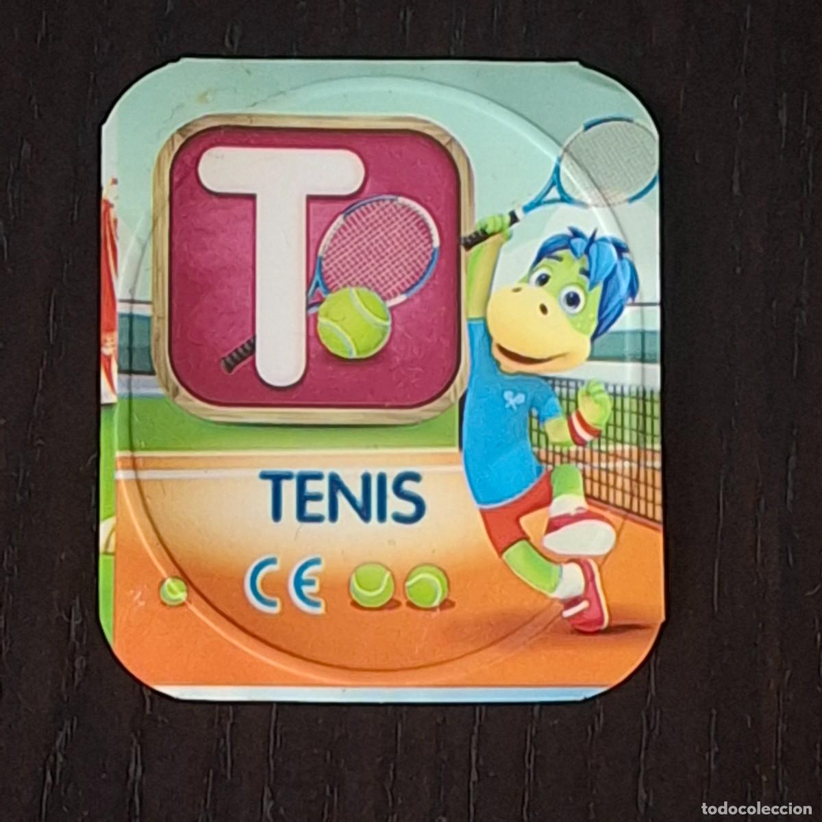 Coleccionismo cromos antiguos: DANONINO PETIT SUISSE TAPA YOGURT CROMO - ABECEDARIO - LETRA T TENIS - DANONE