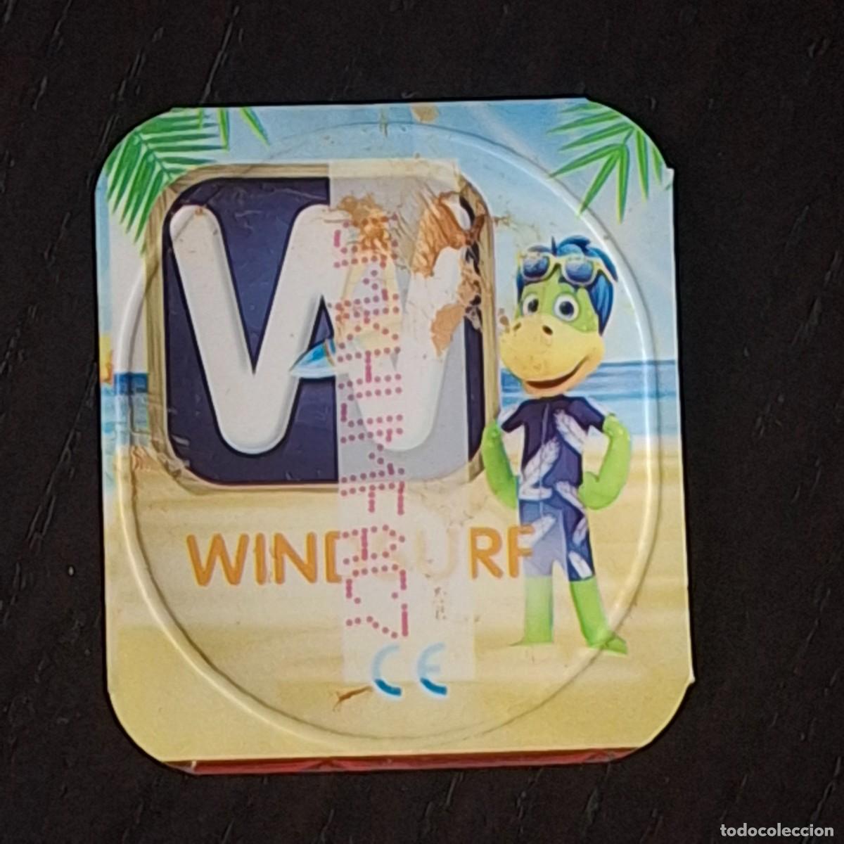 Coleccionismo cromos antiguos: DANONINO PETIT SUISSE TAPA YOGURT CROMO - ABECEDARIO - LETRA W WINDSURF - DANONE