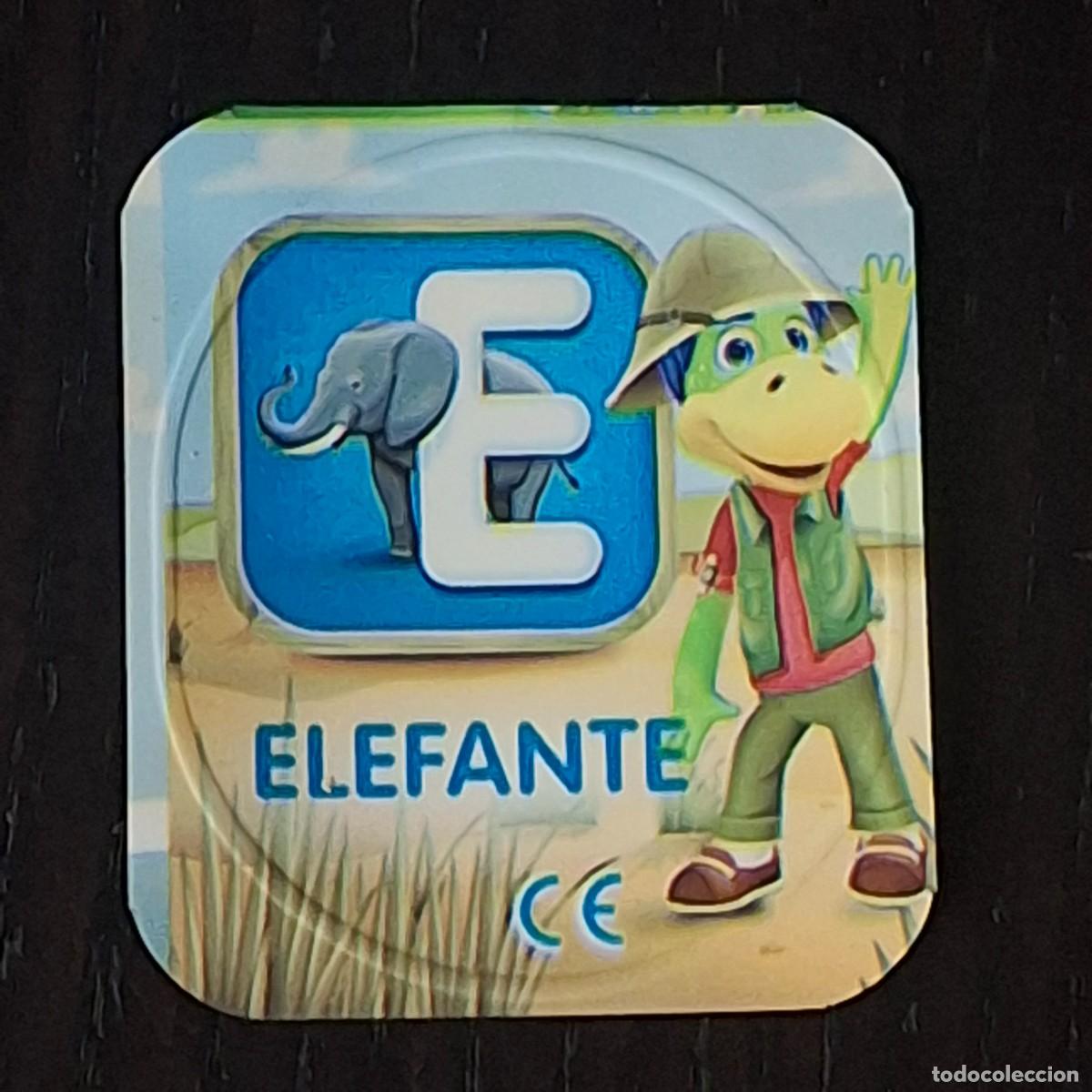 Coleccionismo cromos antiguos: DANONINO PETIT SUISSE TAPA YOGURT CROMO - ABECEDARIO - LETRA E ELEFANTE - DANONE