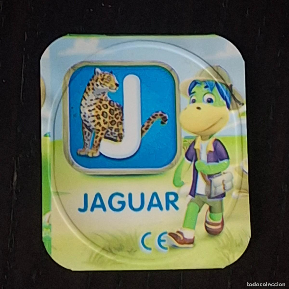 Coleccionismo cromos antiguos: DANONINO PETIT SUISSE TAPA YOGURT CROMO - ABECEDARIO - LETRA J JAGUAR - DANONE
