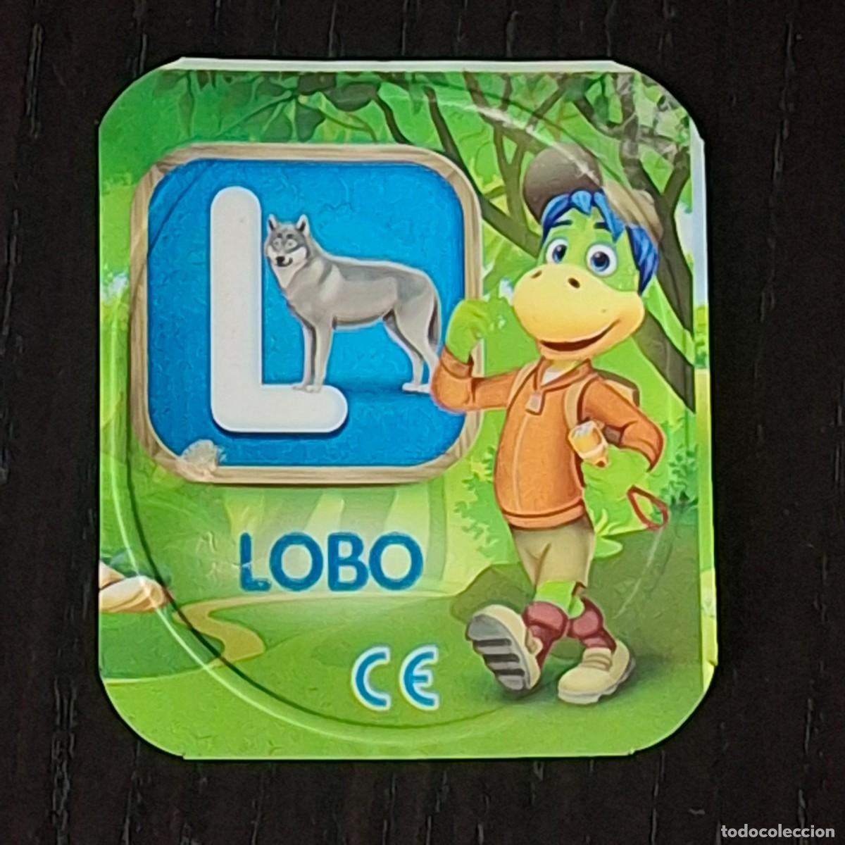 Coleccionismo cromos antiguos: DANONINO PETIT SUISSE TAPA YOGURT CROMO - ABECEDARIO - LETRA L LOBO - DANONE