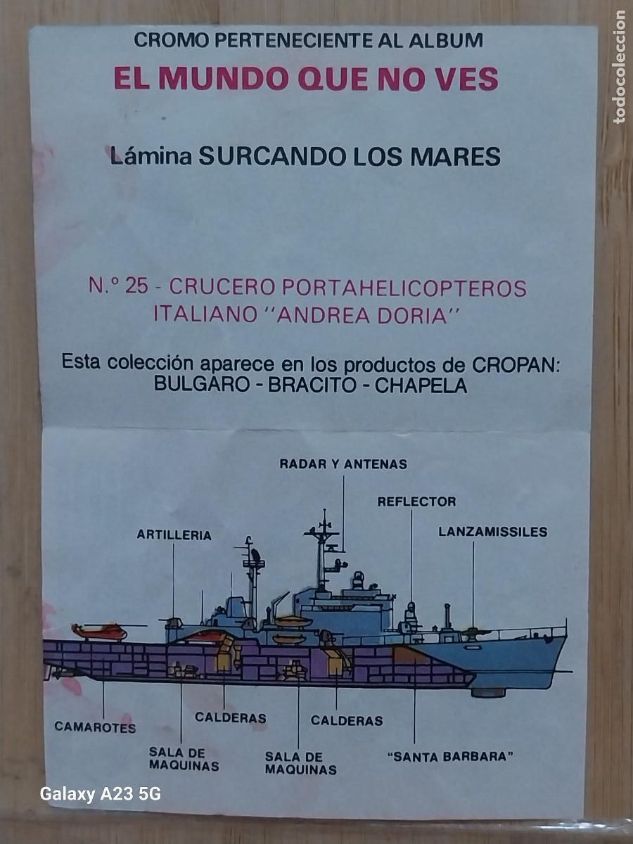 Coleccionismo cromos antiguos: CROPAN MEGATON EL MUNDO QUE NO VES CROMO 25 CRUCERO ANDREA DORIA RECUPERADO ORIGINAL