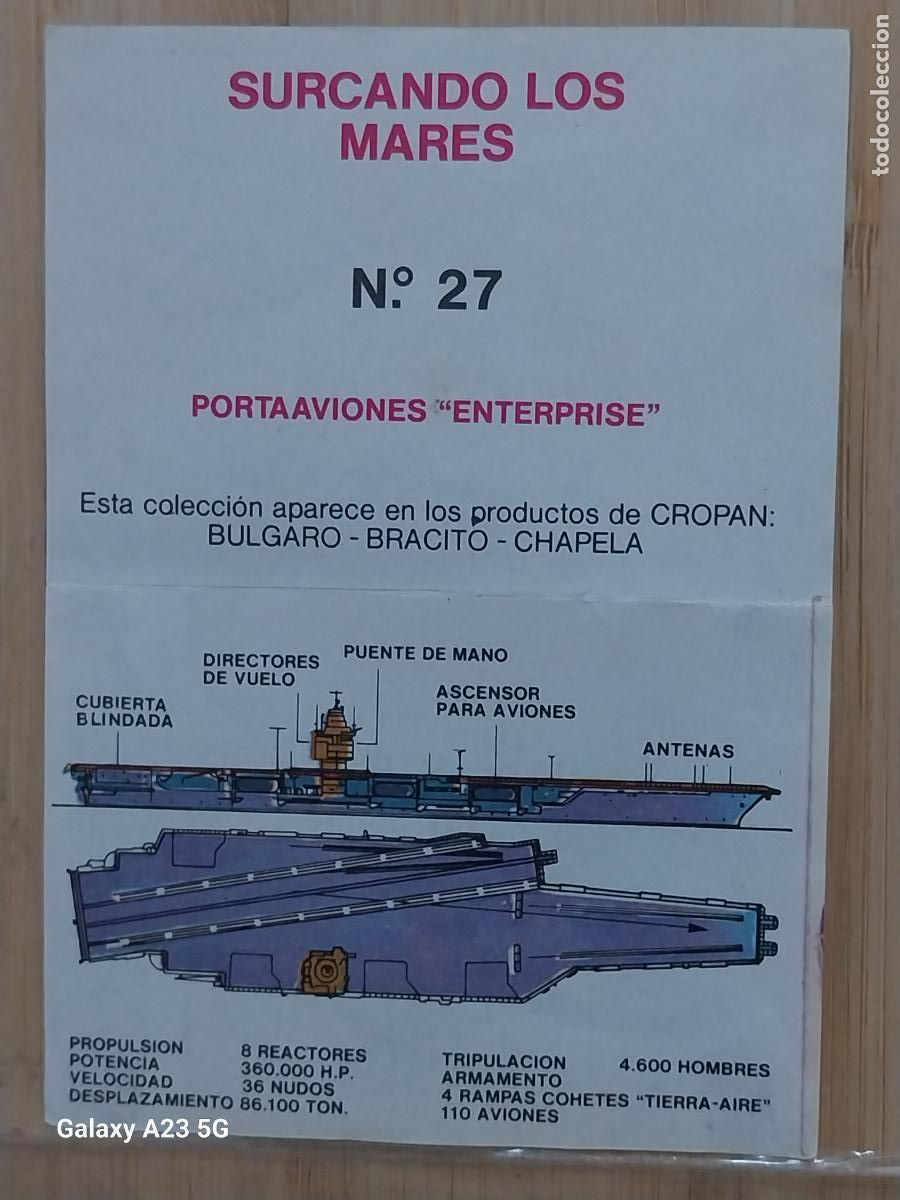 Coleccionismo cromos antiguos: CROPAN MEGATON EL MUNDO QUE NO VES CROMO 27 PORTAVIONES ENTERPRISE RECUPERADO ORIGINAL