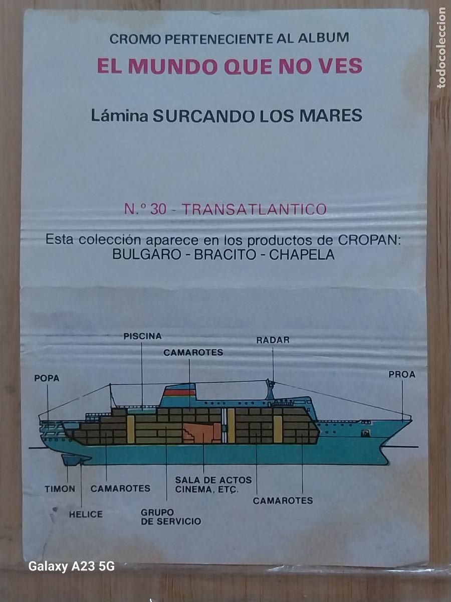 Coleccionismo cromos antiguos: CROPAN MEGATON EL MUNDO QUE NO VES CROMO 30 TRANSATLANTICO RECUPERADO ORIGINAL