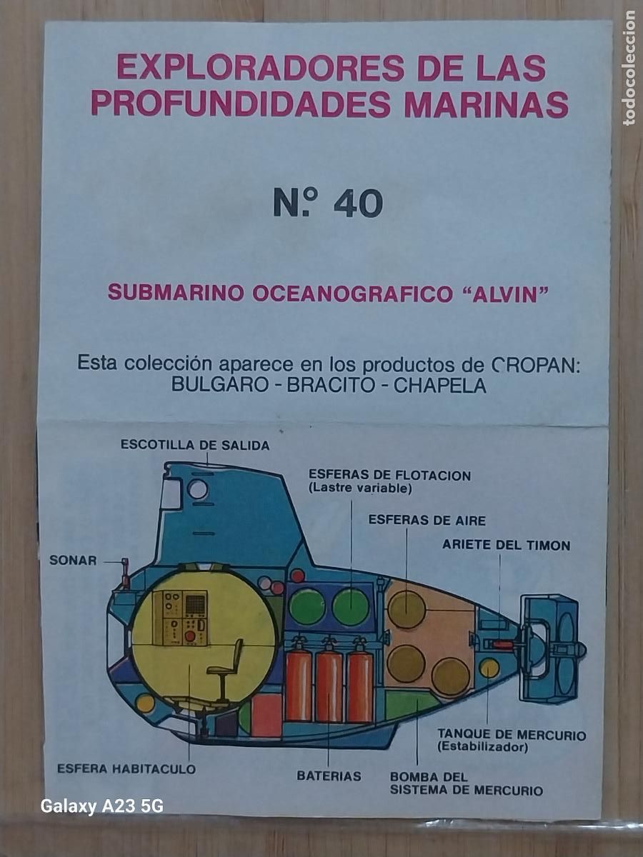 Coleccionismo cromos antiguos: CROPAN MEGATON EL MUNDO QUE NO VES CROMO 40 SUBMARINO ALVIN RECUPERADO ORIGINAL