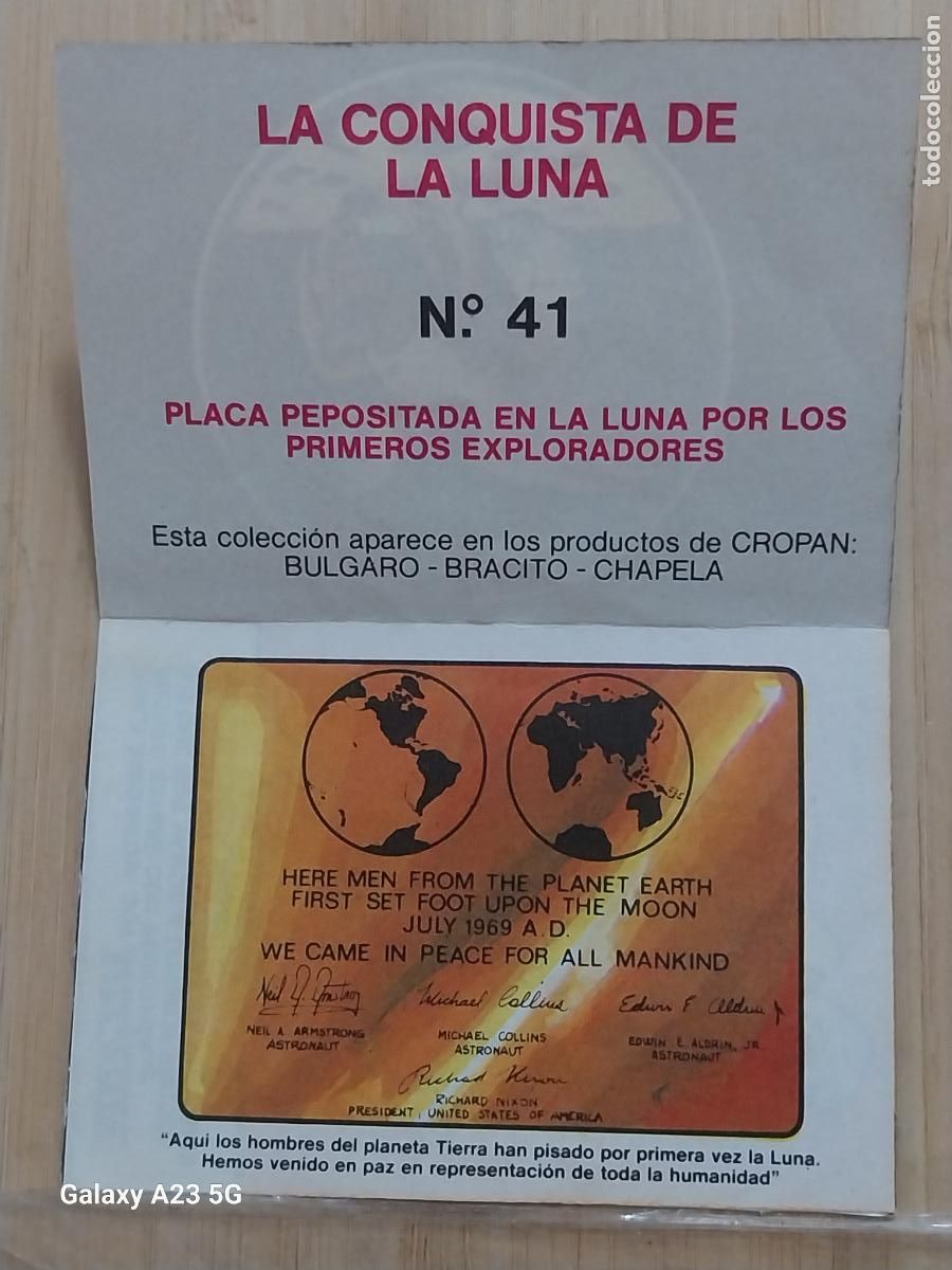 Coleccionismo cromos antiguos: CROPAN MEGATON EL MUNDO QUE NO VES CROMO 41 PLACA DEPOSITADA EN LA LUNA RECUPERADO ORIGINAL