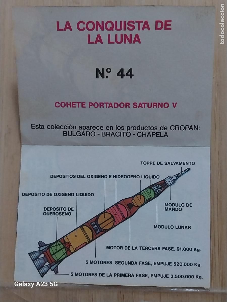 Collectable Antique Stickers: CROPAN MEGATON EL MUNDO QUE NO VES CROMO 44 COHETE SATURNO V RECUPERADO ORIGINAL