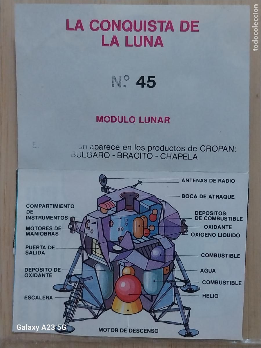 Collectable Antique Stickers: CROPAN MEGATON EL MUNDO QUE NO VES CROMO 45 MODULO LUNAR RECUPERADO ORIGINAL