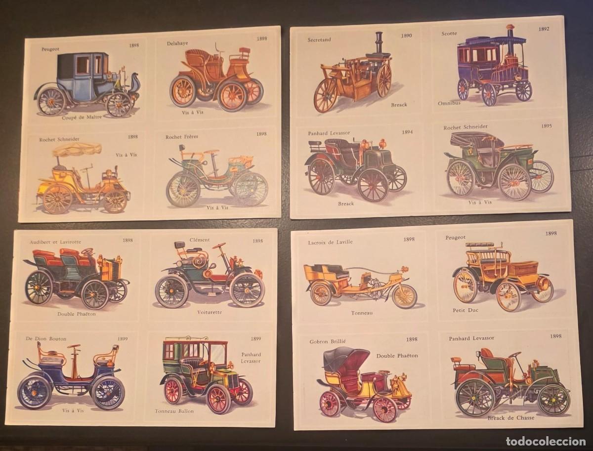 Collectionnisme Cartes &agrave; collectionner anciennes: Lote de 16 cromos vintage de coches antiguos franceses 1890-1899 &ndash; Peugeot, Panhard, Delahaye