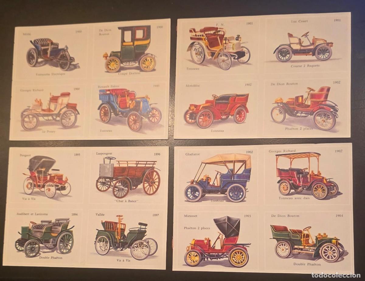 Coleccionismo cromos antiguos: Lote de 16 cromos vintage de coches antiguos franceses 1890-1899
