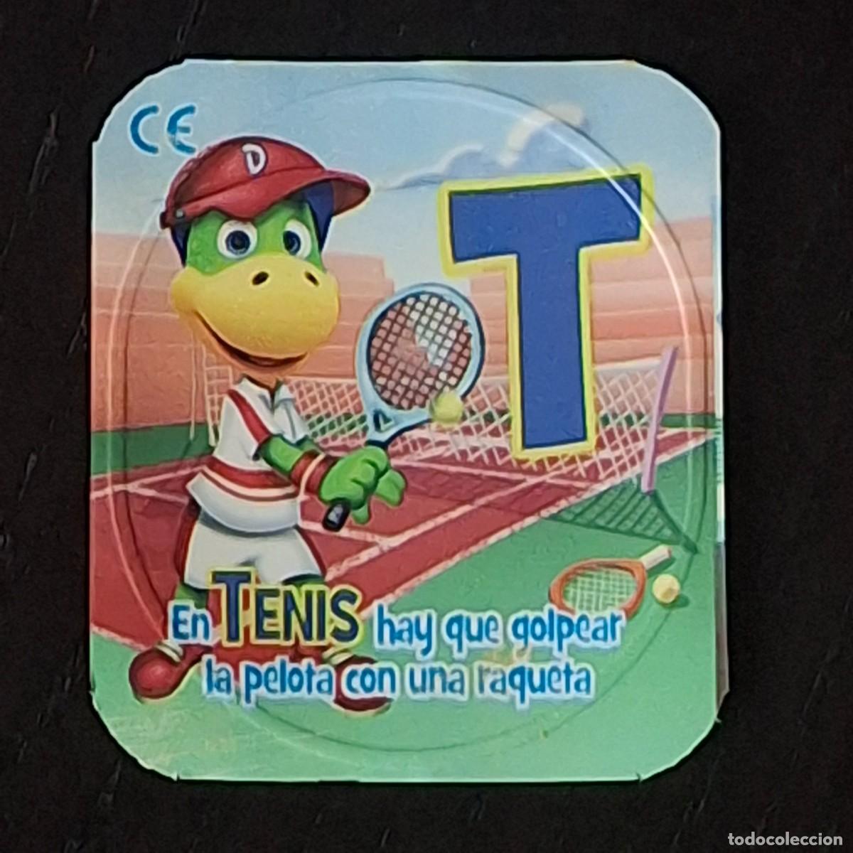 Coleccionismo cromos antiguos: DANONINO PETIT SUISSE TAPA YOGURT CROMO - ABECEDARIO - LETRA T TENIS - DANONE DEPORTES
