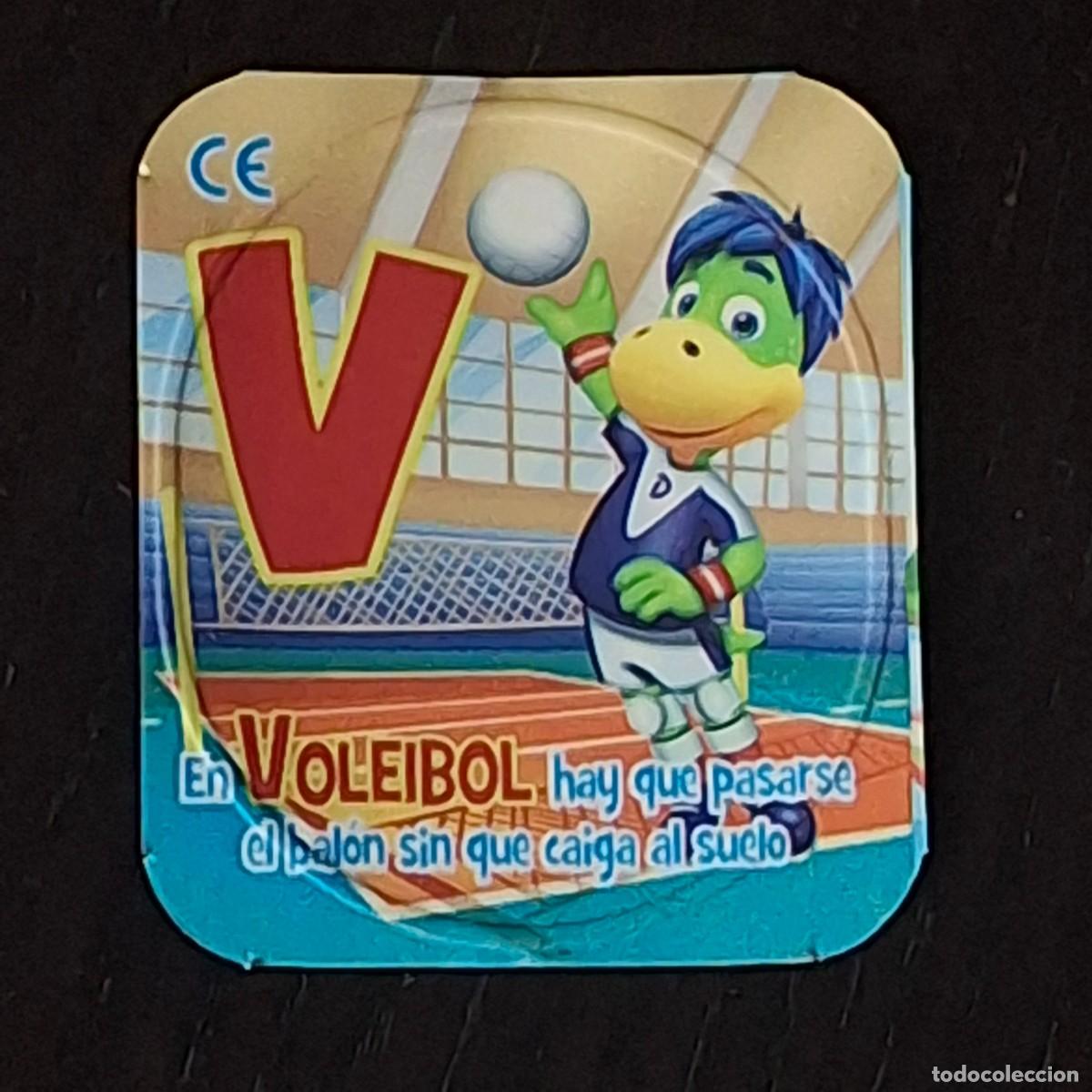 Coleccionismo cromos antiguos: DANONINO PETIT SUISSE TAPA YOGURT CROMO - ABECEDARIO - LETRA V VOLEIBOL - DANONE DEPORTES
