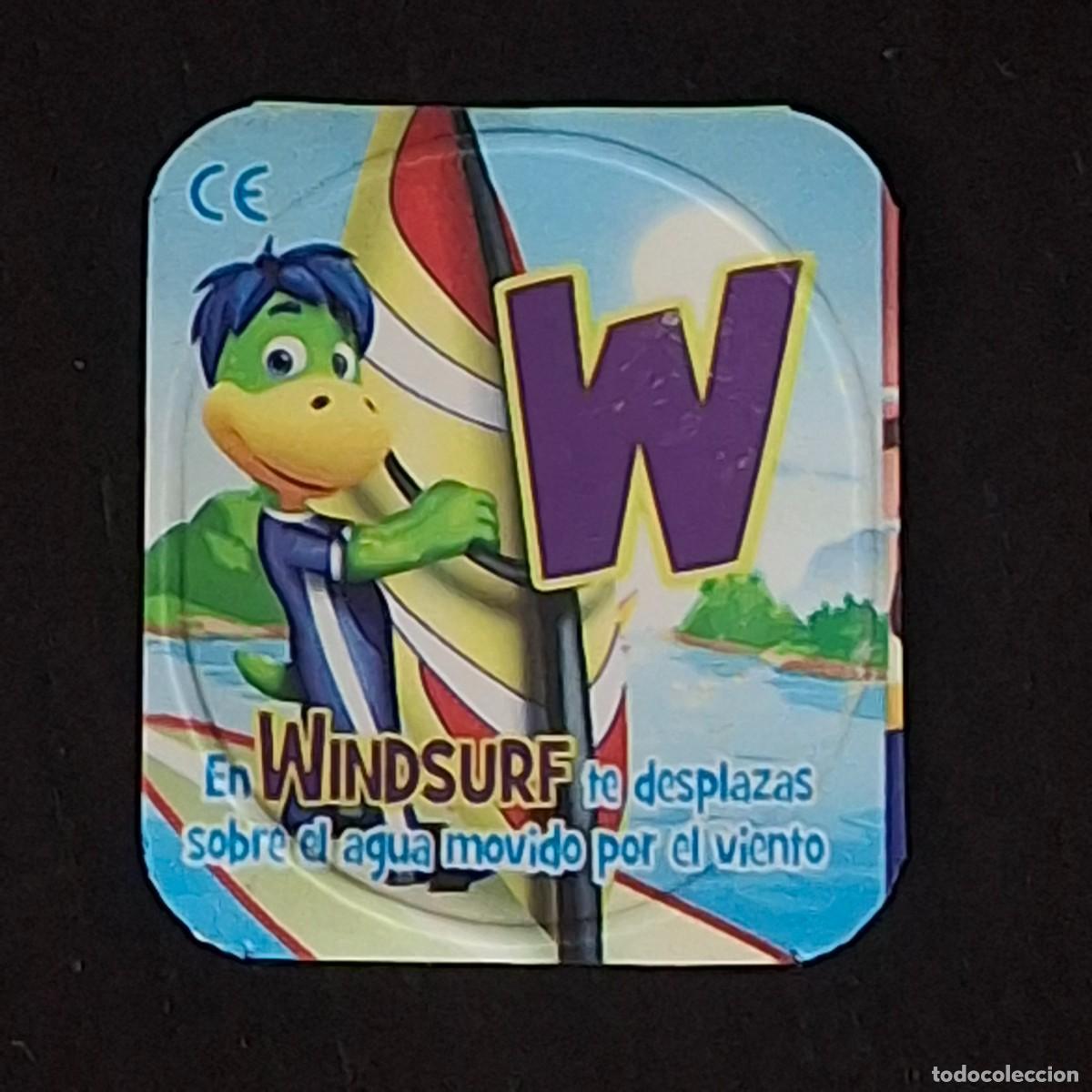 Coleccionismo cromos antiguos: DANONINO PETIT SUISSE TAPA YOGURT CROMO - ABECEDARIO - LETRA W WINDSURF - DANONE DEPORTES