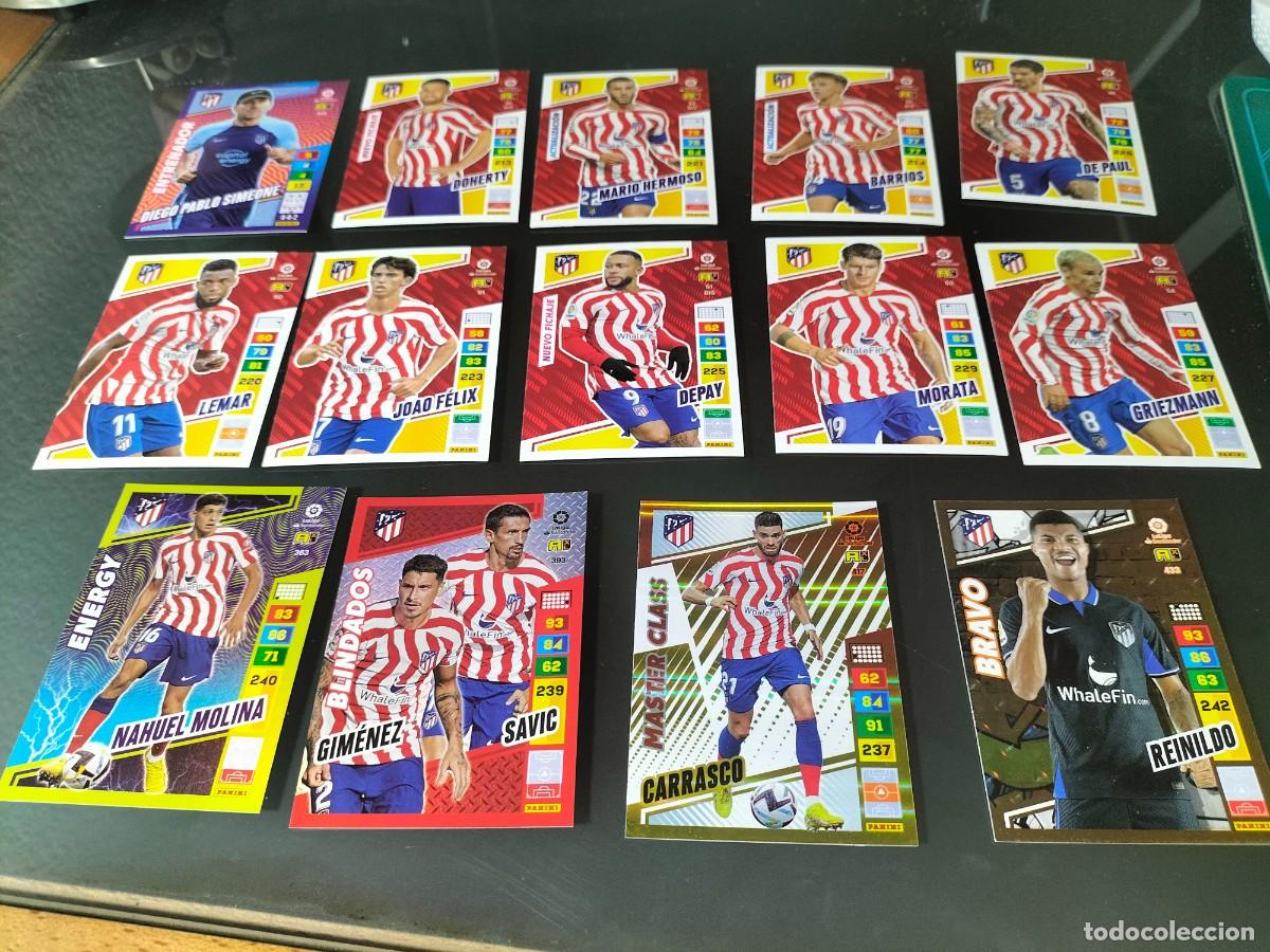 Coleccionismo cromos antiguos: Lote 14 cromos diferentes fichas Panini Adrenalyn 2022-2023 22-23 ATL&Eacute;TICO MADRID Incluye especiales