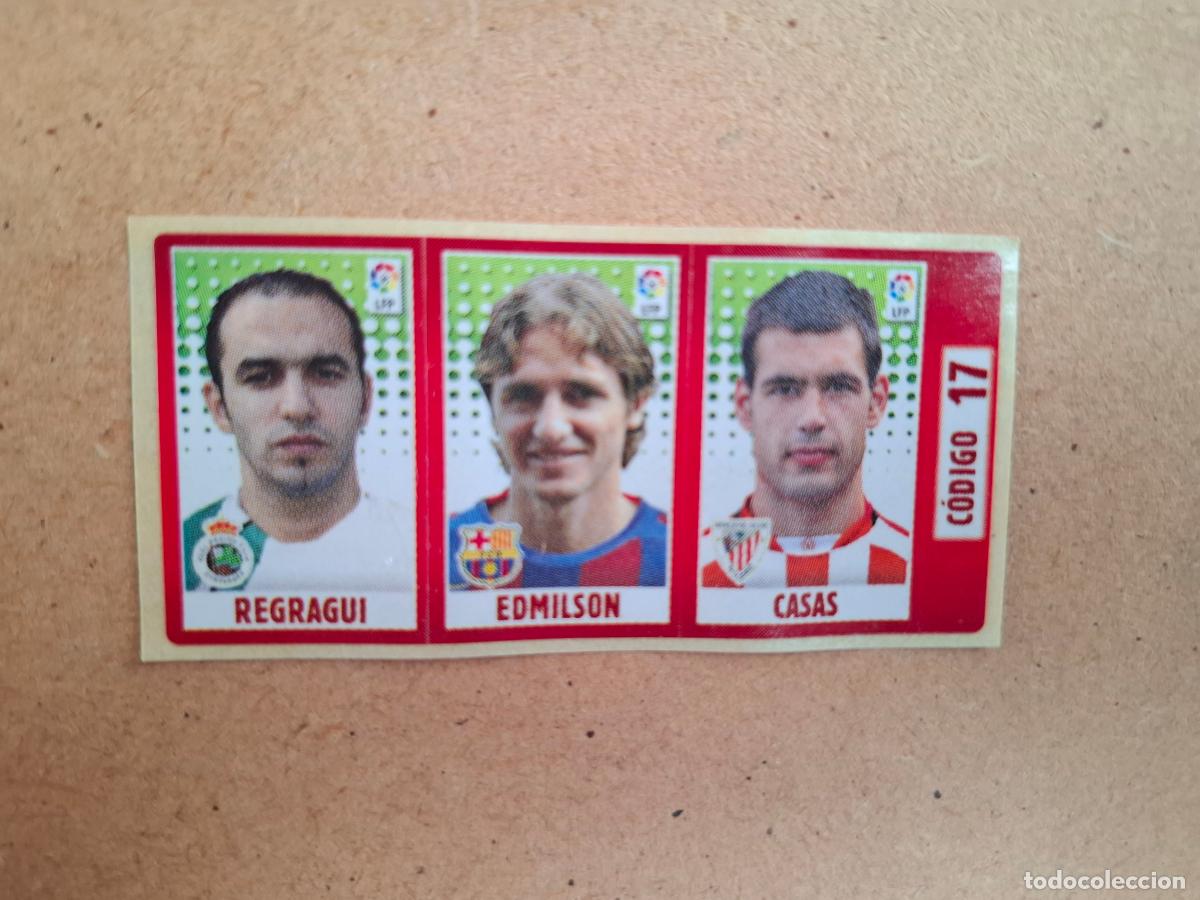 Coleccionismo cromos antiguos: CHICLE LIGA PANINI 2005 2006 17 REGRAGUI RACING CLUB / EDMILSON FC. BARCELONA / CASAS ATHLETIC CLUB