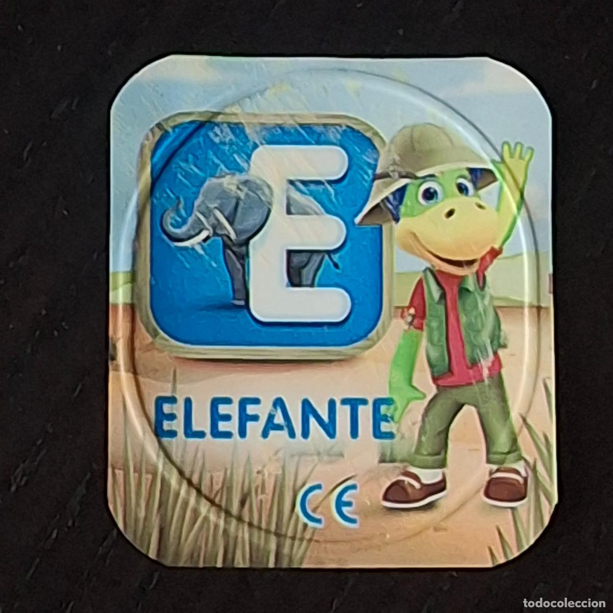 Colecionismo Cromos antigos: DANONINO PETIT SUISSE TAPA YOGURT CROMO - ABECEDARIO - LETRA E ELEFANTE - DANONE