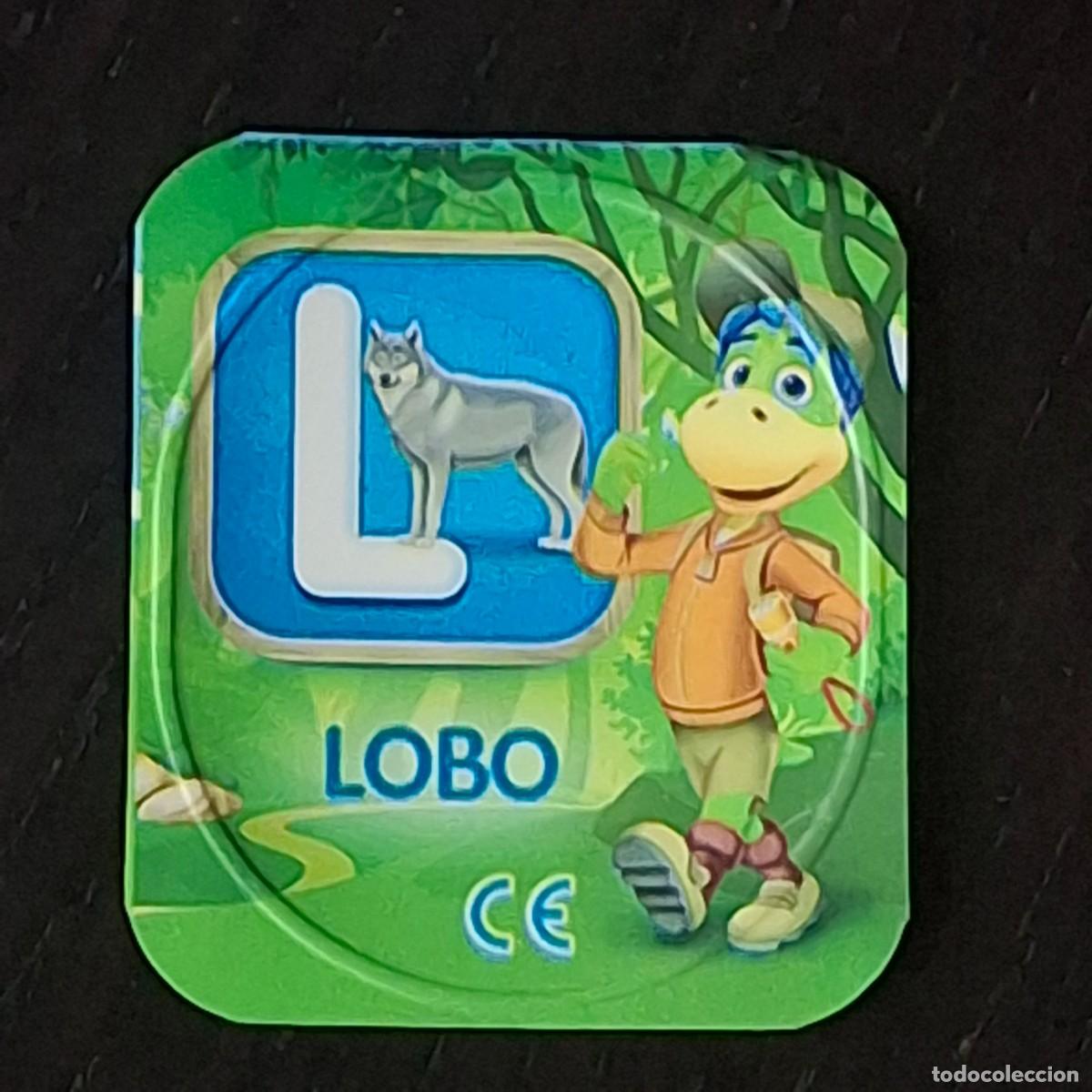 Coleccionismo cromos antiguos: DANONINO PETIT SUISSE TAPA YOGURT CROMO - ABECEDARIO - LETRA L LOBO - DANONE