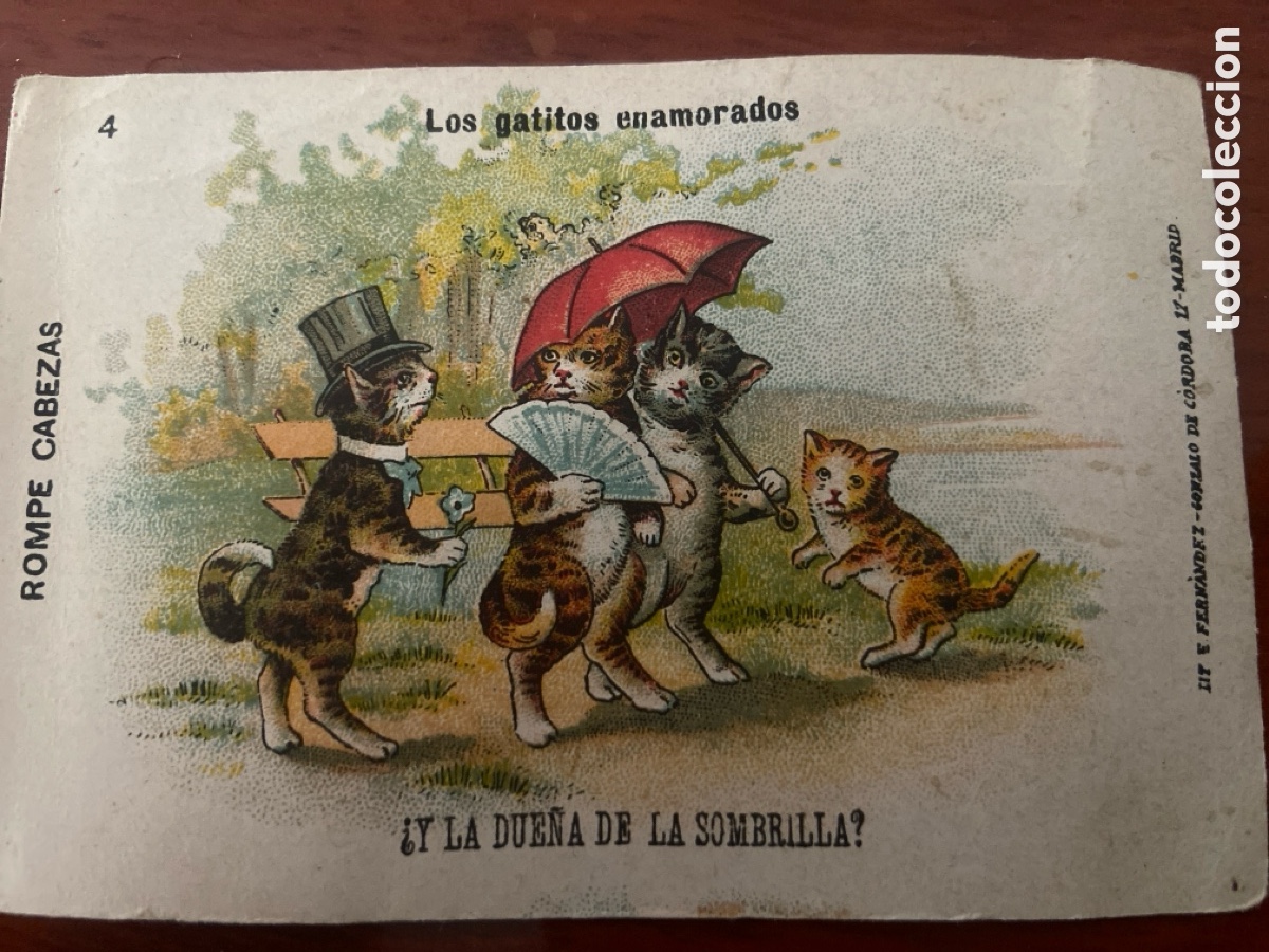 Coleccionismo cromos antiguos: ROMPECABEZAS -GATOS- 4 -LOS GATITOS ENAMORADOS -TRAJES MINGUEZ MADRID