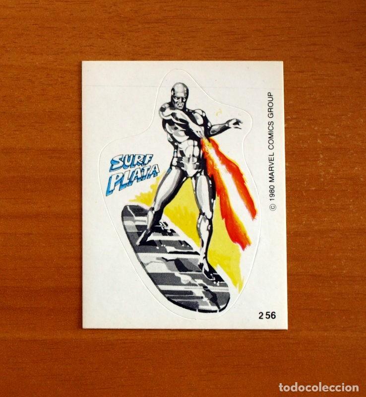 Collectable Antique Stickers: Superh&eacute;roes - N&ordm; 256 Surf Plata - Marvel 1980 Comics Group - Chocolates Terrabusi - Nunca pegado