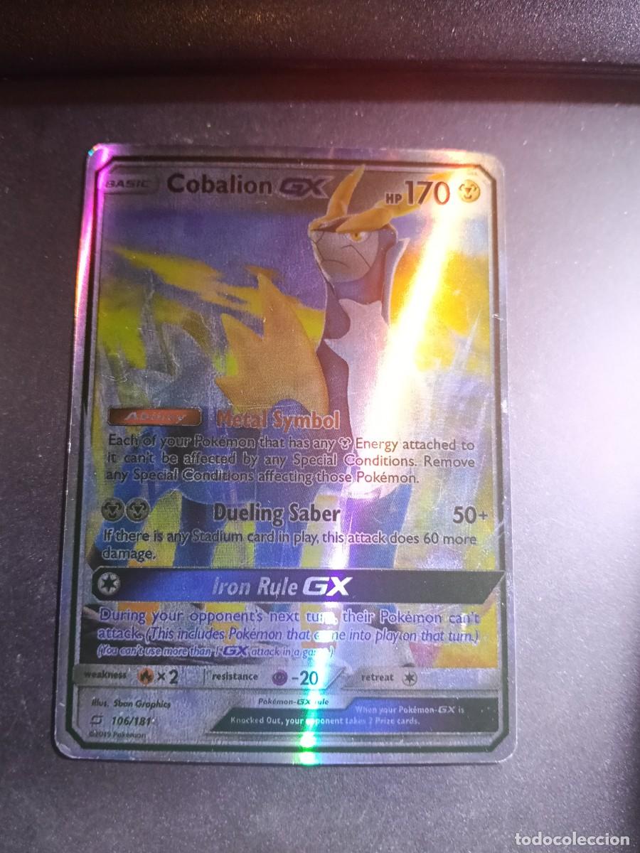 Coleccionismo cromos antiguos: CROMO CARTA COBALION GX 106/181 METAL SYMBOL DUELING SABER BRILLANTE POKEMON 2017