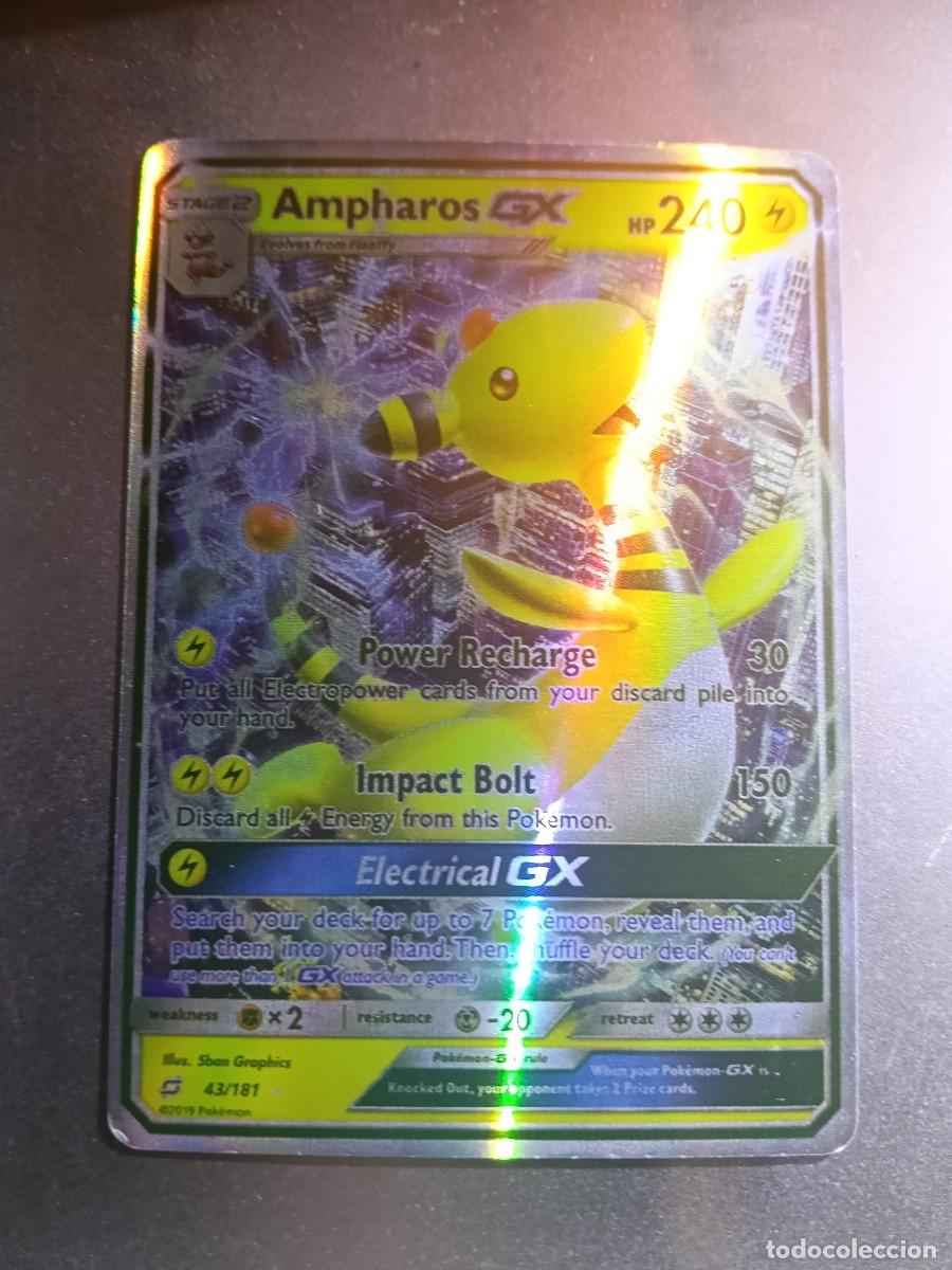 Coleccionismo cromos antiguos: CROMO CARTA AMPHAROS GX 43/181 POWER RECHARGE IMPACT BOLT BRILLANTE POKEMON 2017