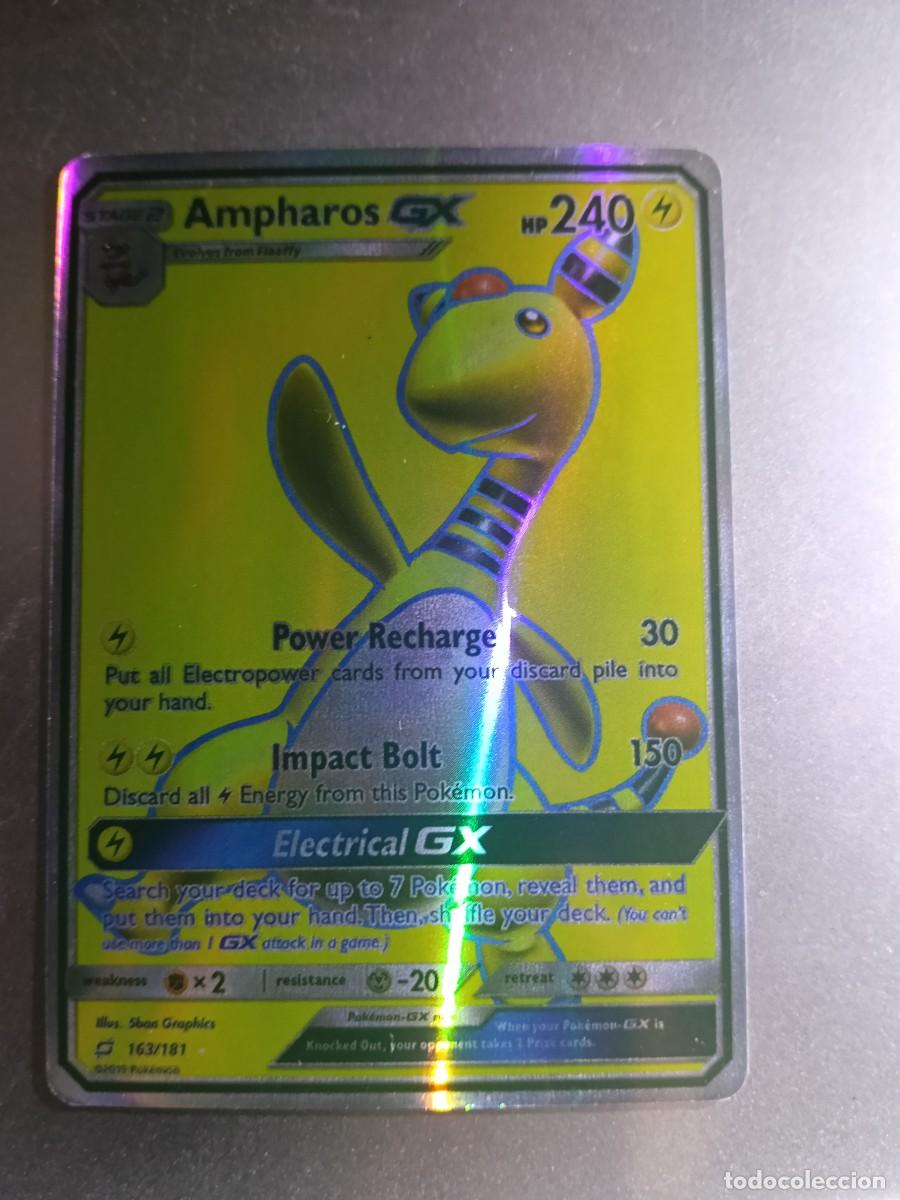 Coleccionismo cromos antiguos: CROMO CARTA AMPHAROS GX 43/181 POWER RECHARGE IMPACT BOLT BRILLANTE POKEMON 2017