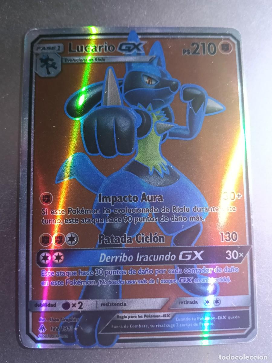 Coleccionismo cromos antiguos: CROMO CARTA LUCARIO GX 122/131 IMPACTO AURA PATADA CICLON BRILLANTE POKEMON 2017