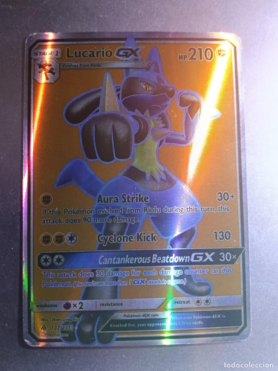 Coleccionismo cromos antiguos: CROMO CARTA LUCARIO GX 122/131 IMPACTO AURA PATADA CICLON BRILLANTE POKEMON 2017