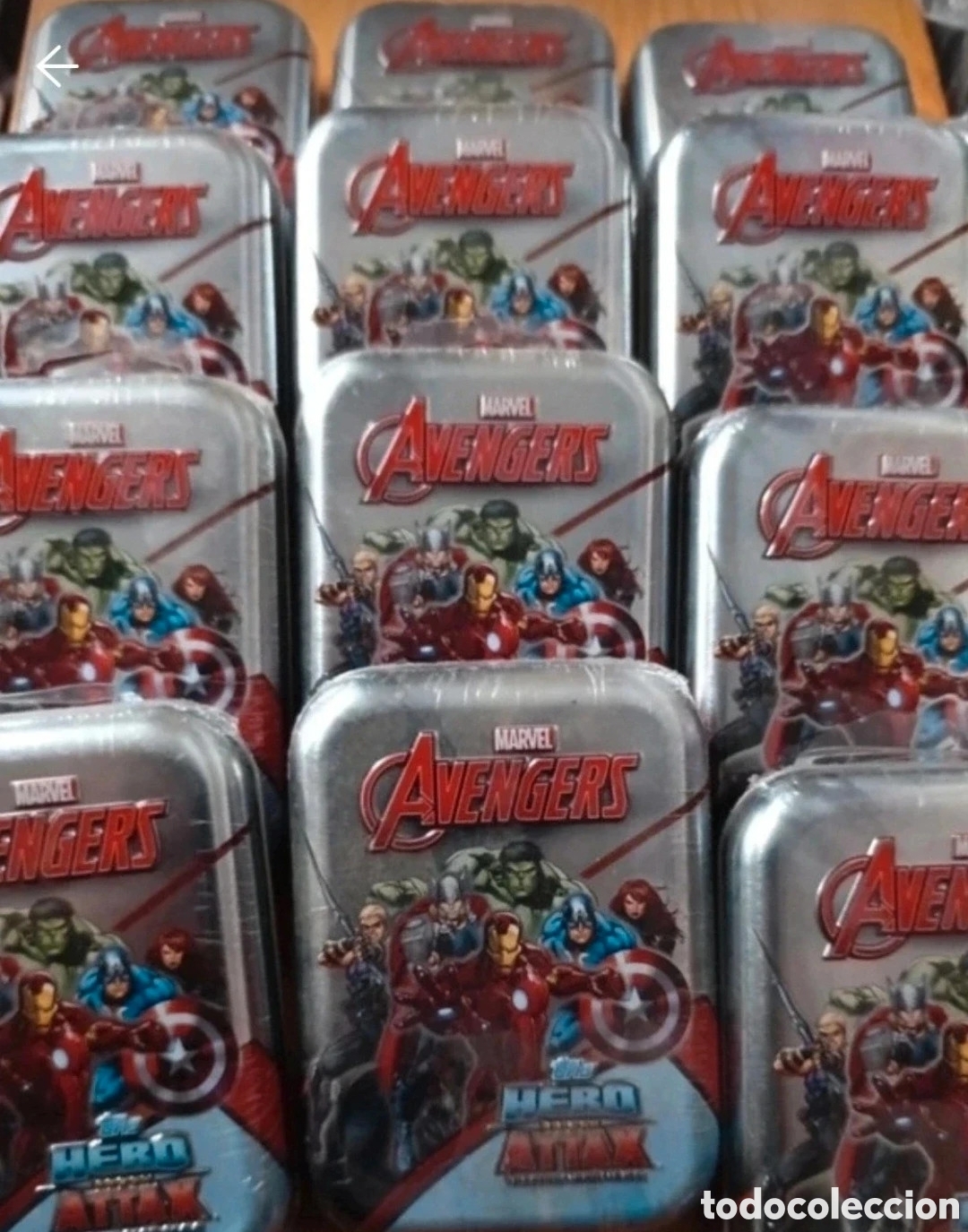Coleccionismo cromos antiguos: 12 cajas metal Los Vengadores Avengers 24 cromos Cards c/u ed Portugal