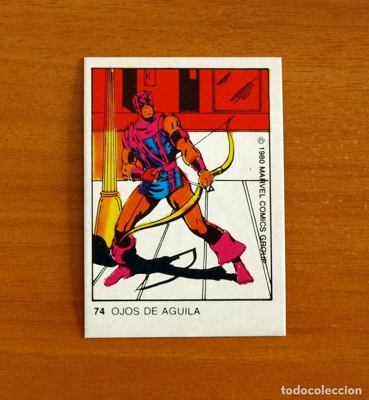 Collectable Antique Stickers: Superh&eacute;roes -N&ordm; 74, Ojos de &Aacute;guila-Halc&oacute;n-Marvel 1980 Comics Group-Chocolates Terrabusi-Nunca pegado