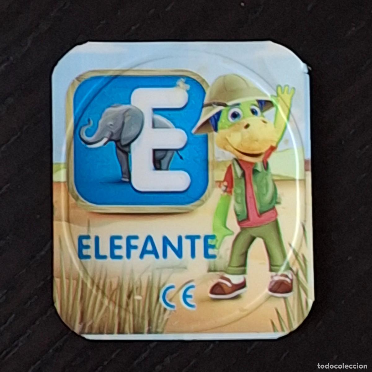 Coleccionismo cromos antiguos: DANONINO PETIT SUISSE TAPA YOGURT CROMO - ABECEDARIO - LETRA E ELEFANTE - DANONE