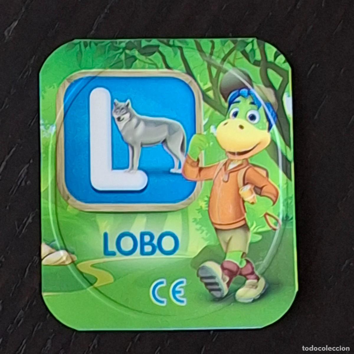 Coleccionismo cromos antiguos: DANONINO PETIT SUISSE TAPA YOGURT CROMO - ABECEDARIO - LETRA L LOBO - DANONE