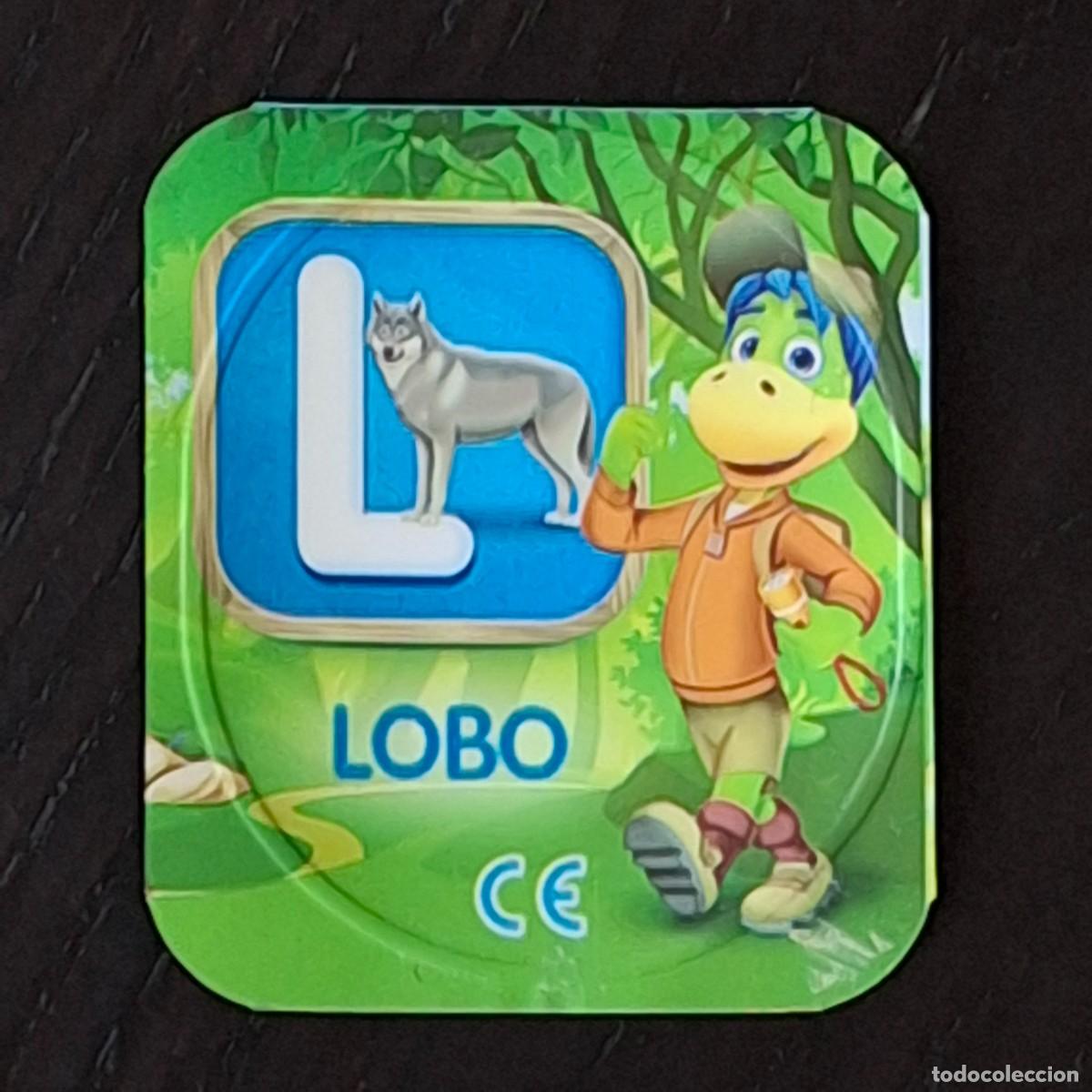 Coleccionismo cromos antiguos: DANONINO PETIT SUISSE TAPA YOGURT CROMO - ABECEDARIO - LETRA L LOBO - DANONE