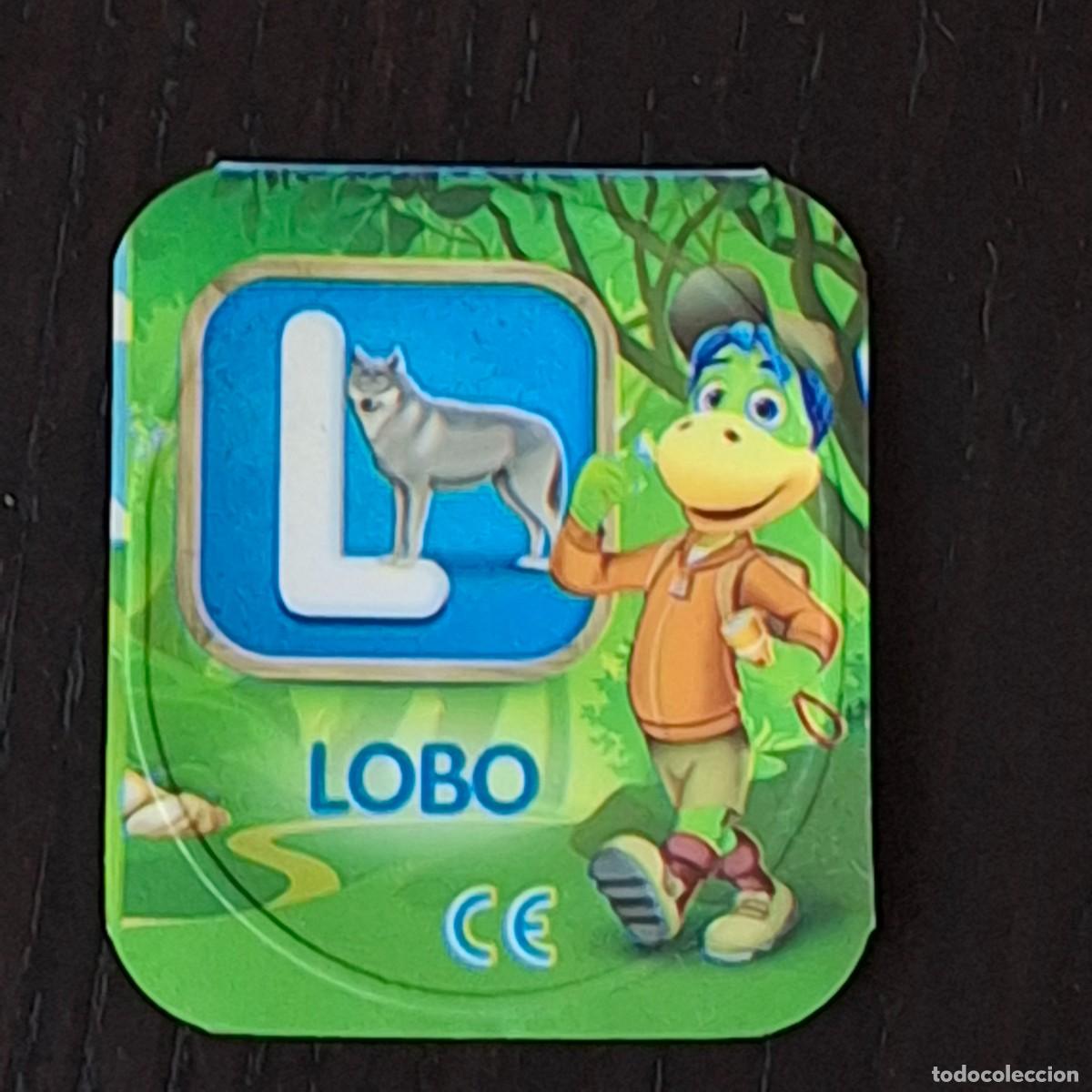 Coleccionismo cromos antiguos: DANONINO PETIT SUISSE TAPA YOGURT CROMO - ABECEDARIO - LETRA L LOBO - DANONE