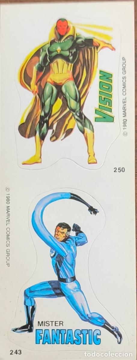 Coleccionismo cromos antiguos: Rareza Marvel Superheroes Terrabusi de 1980. 2 cromos sin cortar adhesivos. Original Lopez Espi