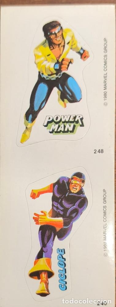 Coleccionismo cromos antiguos: Rareza Marvel Superheroes Terrabusi de 1980. 2 cromos sin cortar adhesivos. Original Lopez Espi