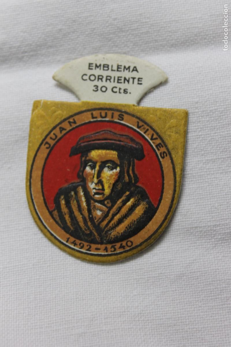 Coleccionismo cromos antiguos: EMBLEMA AUXILIO SOCIAL LUIS VIVES N&ordm; 9