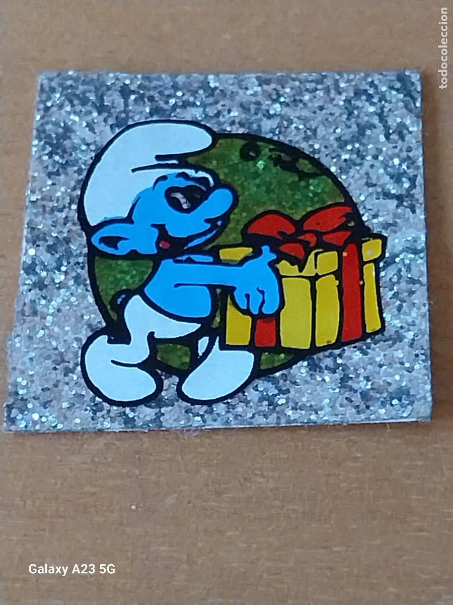 Coleccionismo cromos antiguos: PANRICO PITUFO SMURFS CON REGALITO CROMO A&Ntilde;OS 80 SIN PEGAR NUNCA BRILLANTE PROMO PASTELITOS 3CMS