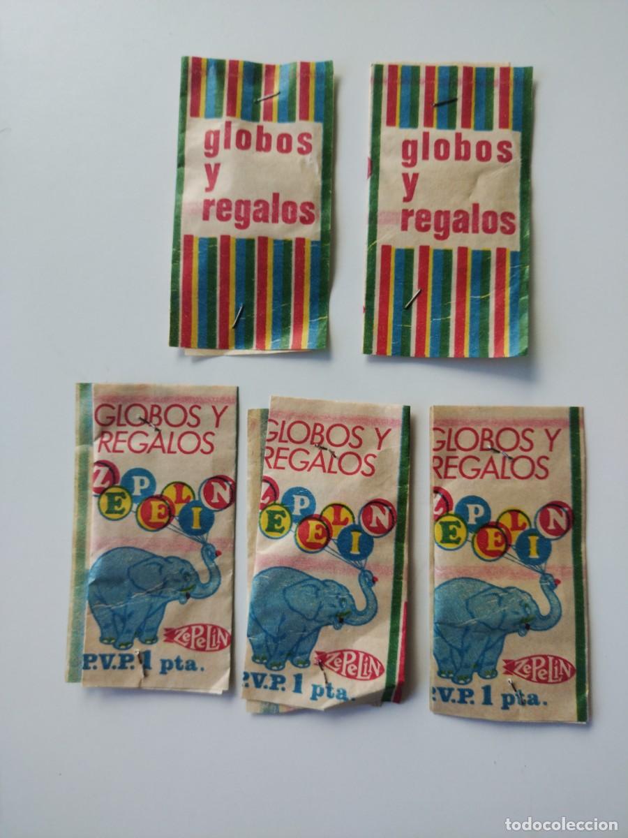 Coleccionismo cromos antiguos: 5 SOBRES CROMOS SIN ABRIR GLOBOS Y REGALOS