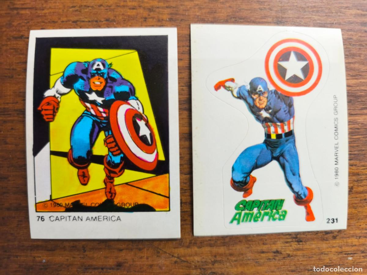 Coleccionismo cromos antiguos: Marvel Superheroes Terrabusi de 1980. 2 cromos Capitan america