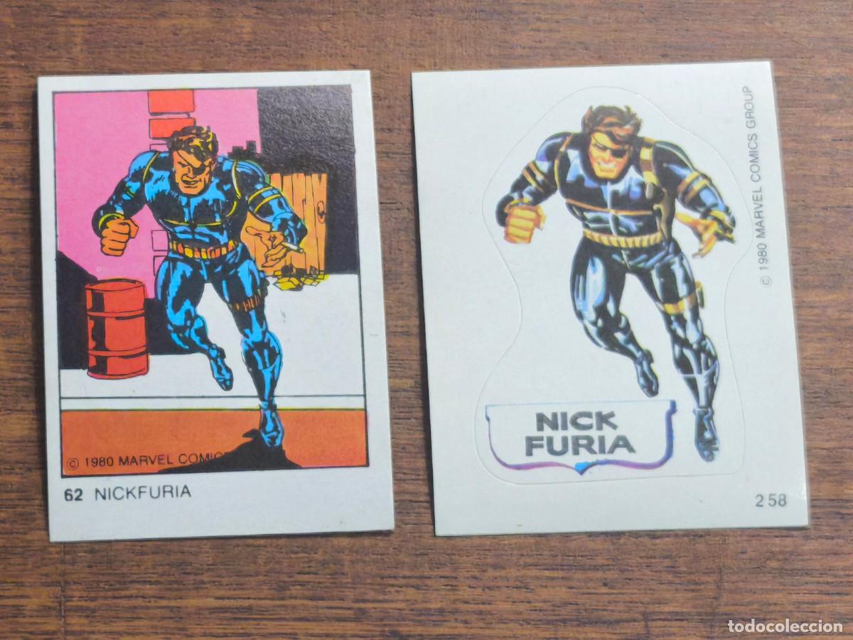 Coleccionismo cromos antiguos: Marvel Superheroes Terrabusi de 1980. 2 cromos Nick Furia