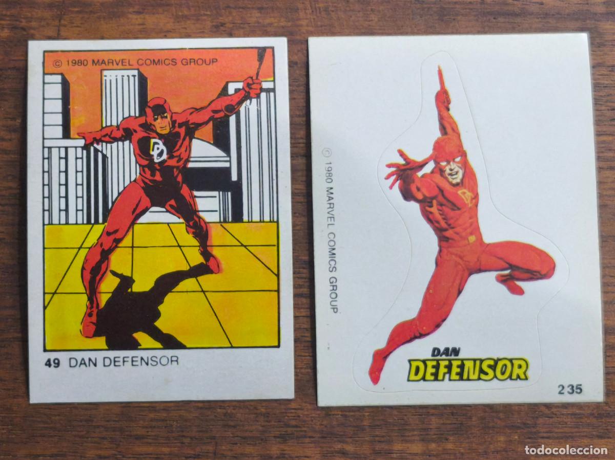 Coleccionismo cromos antiguos: Marvel Superheroes Terrabusi de 1980. 2 cromos Dan Defensor - Foto 1