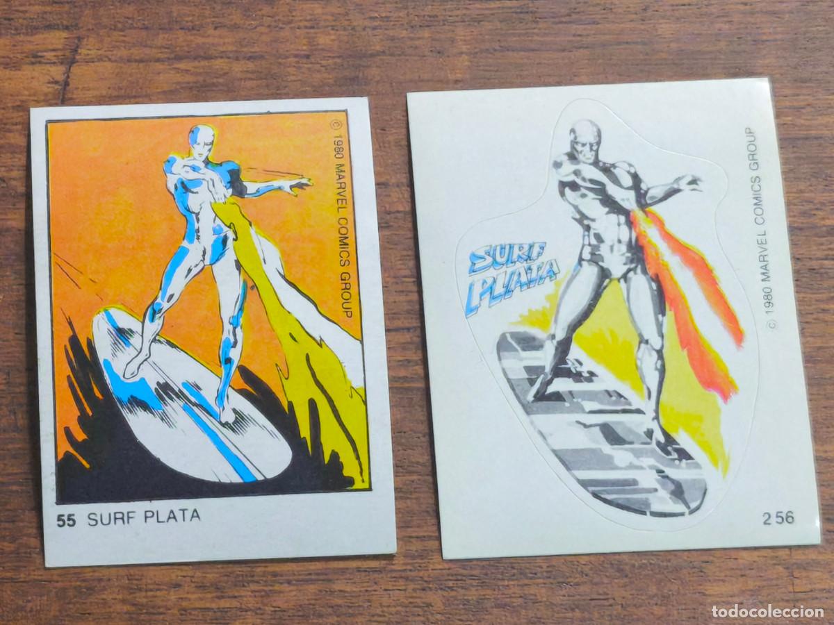 Colecionismo Cromos antigos: Marvel Superheroes Terrabusi de 1980. 2 Surf Plata