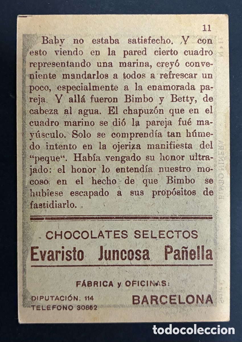 Coleccionismo cromos antiguos: CROMO COLECCION BIMBO NI&Ntilde;ERA # 2 SERIE C CHOLATES EVARISTO JUNCOSA