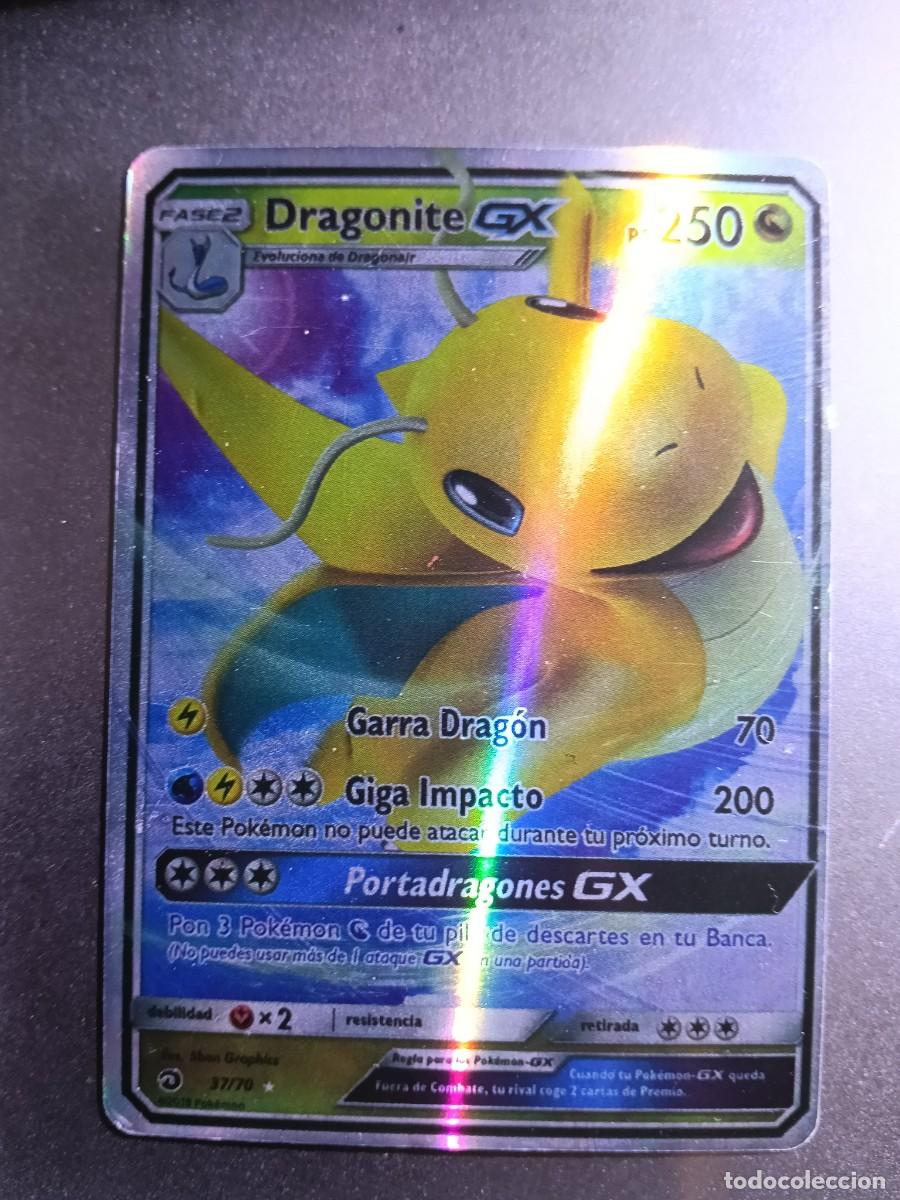 Collectable Antique Stickers: CROMO CARTA DRAGONITE GX 37/70 GARRA DRAGON GIGA IMPACTO BRILLANTE POKEMON 2017