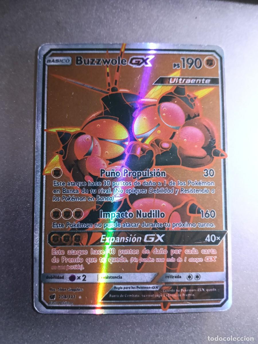 Coleccionismo cromos antiguos: CROMO CARTA BUZZWOLE GX 104/111 PU&Ntilde;O PROPULSION IMPACTO NUDILLO BRILLANTE POKEMON 2017