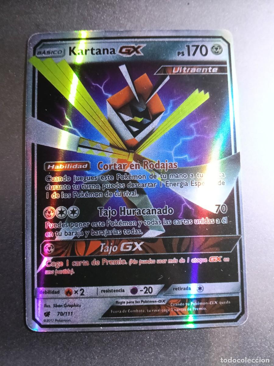 Coleccionismo cromos antiguos: CROMO CARTA KARTANA GX 70/111 CORTAR EN RODAJAS TAJO HURACANADO BRILLANTE POKEMON 2017