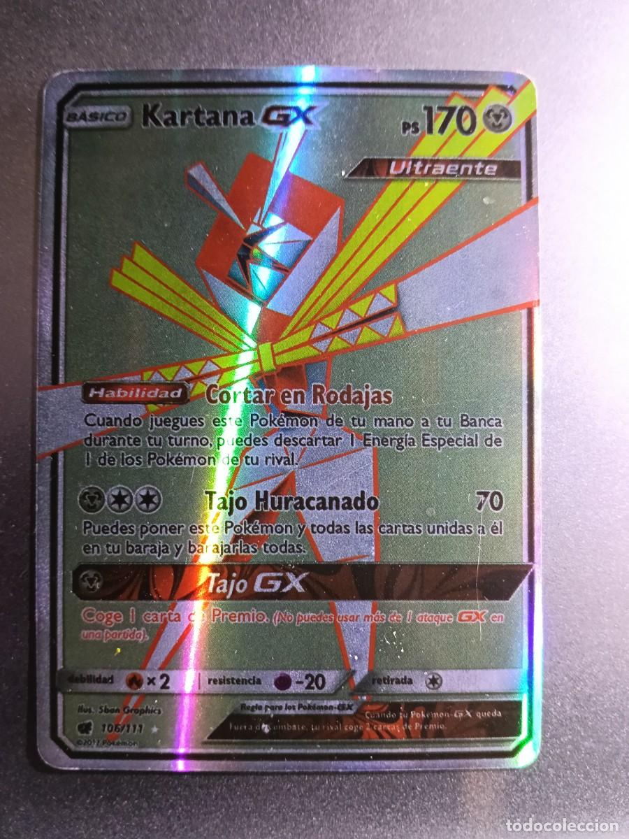 Coleccionismo cromos antiguos: CROMO CARTA KARTANA GX 106/111 CORTAR EN RODAJAS TAJO HURACANADO BRILLANTE POKEMON 2017